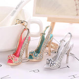 Alloy High Heels Keychain Rhinestone Crystal Purse Car Key Chain