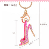 Alloy High Heels Keychain Rhinestone Crystal Purse Car Key Chain