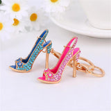 Alloy High Heels Keychain Rhinestone Crystal Purse Car Key Chain