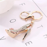 Alloy High Heels Keychain Rhinestone Crystal Purse Car Key Chain