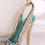 Alloy High Heels Keychain Rhinestone Crystal Purse Car Key Chain
