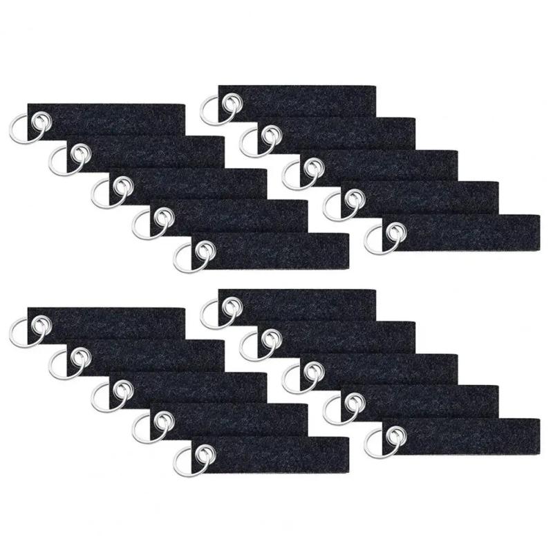 20Pcs Felt Key Rings with Blank Tag Stainless Steel Ring Make Your Own Keychain