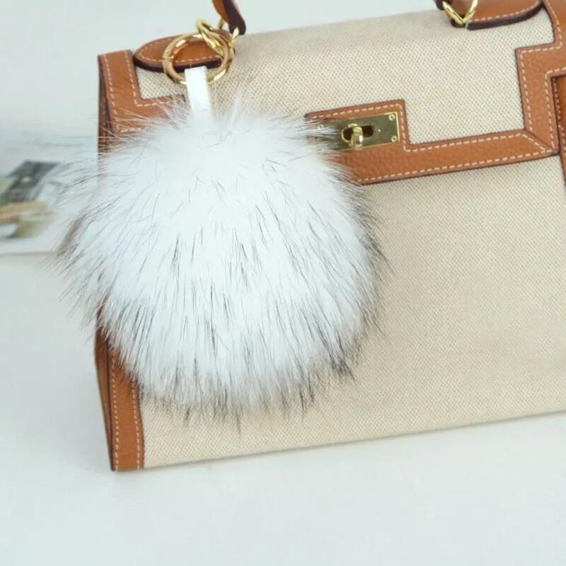 Raccoon Fur Ball Pompom Keychain Keyring Pendant Gift