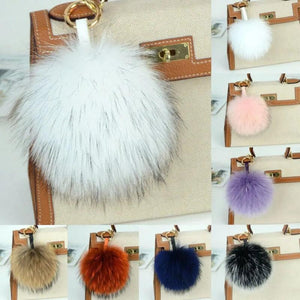 Raccoon Fur Ball Pompom Keychain Keyring Pendant Gift