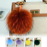 Raccoon Fur Ball Pompom Keychain Keyring Pendant Gift
