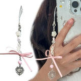 Pink Dance Shoes Keychain Ribbon Bowknot Keyring Bags Backpacks Phone Charm