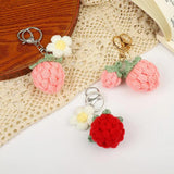 Knitted Strawberry Keychain Fruit Key Ring Pendant Car Bag Charm Gift