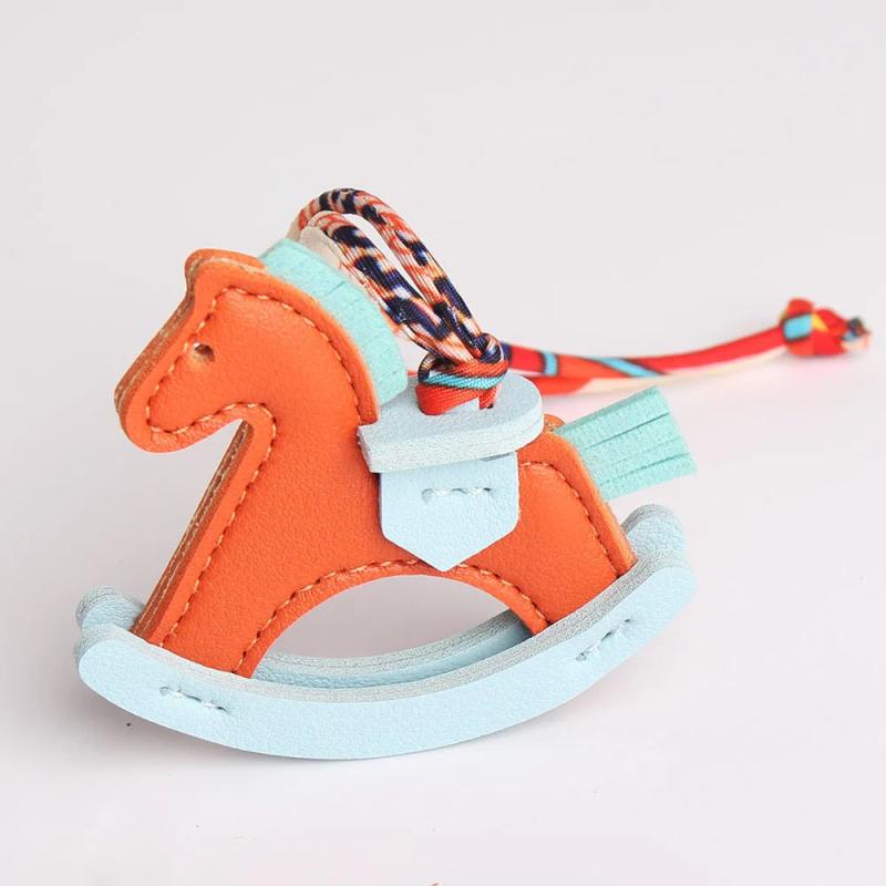PU Leather Animal Hobbyhorse Keychain Pendant Women Girls Bag Charm