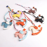 PU Leather Animal Hobbyhorse Keychain Pendant Women Girls Bag Charm