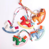 PU Leather Animal Hobbyhorse Keychain Pendant Women Girls Bag Charm
