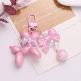 Acrylic Balloon Dog Keychain Pearl Bowknot Puppy Key Chains Women