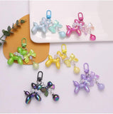 Acrylic Balloon Dog Keychain Pearl Bowknot Puppy Key Chains Women