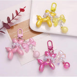 Acrylic Balloon Dog Keychain Pearl Bowknot Puppy Key Chains Women