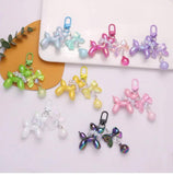 Acrylic Balloon Dog Keychain Pearl Bowknot Puppy Key Chains Women