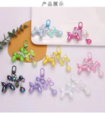 Acrylic Balloon Dog Keychain Pearl Bowknot Puppy Key Chains Women