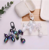 Acrylic Balloon Dog Keychain Pearl Bowknot Puppy Key Chains Women