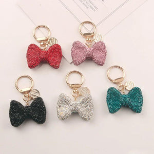 Crystal Bow Keychain Rhinestone Alloy Keyring Charm Bag Car Pendant Gift