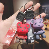 Resin Keychain Charm Tie The Bear Pendant For Women Bag Car KeyRing