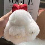 Mini rabbit hair bow pendant Bag strap Car key chain bunny couple pendant keycha