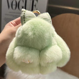 Mini rabbit hair bow pendant Bag strap Car key chain bunny couple pendant keycha