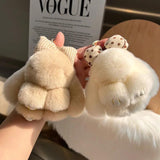Mini rabbit hair bow pendant Bag strap Car key chain bunny couple pendant keycha