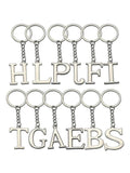 Initials Letter Key Pendant Green Pompom Glitter Resin Alphabet Keychain