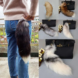 Wolf Fox Tail Fur Keychain Pompom Pendant Key Ring Holder