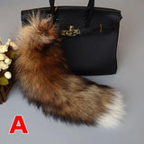 Wolf Fox Tail Fur Keychain Pompom Pendant Key Ring Holder