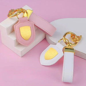 PU Leather Shield Car Keychain Metal Keyring High-end Accessory