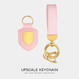 PU Leather Shield Car Keychain Metal Keyring High-end Accessory