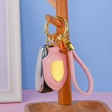 PU Leather Shield Car Keychain Metal Keyring High-end Accessory