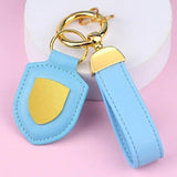 PU Leather Shield Car Keychain Metal Keyring High-end Accessory