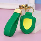 PU Leather Shield Car Keychain Metal Keyring High-end Accessory