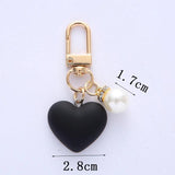 Frosted Heart Keychain With Pearl Charms for Couples