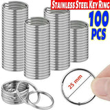 DIY Polished Silver Keyring Stainless Steel Hole Flat Key Ring
