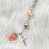 Y2K Sweet Alloy Phone Charms Strawberry Heart Star Keychains