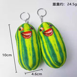 Plush Watermelon Strips Keychain Fruit Doll Keyring Bag Pendant Kids Gift