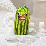 Plush Watermelon Strips Keychain Fruit Doll Keyring Bag Pendant Kids Gift