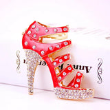 Europe Pink Ladies High-Heel Shoes Keychain Handbag Accessories