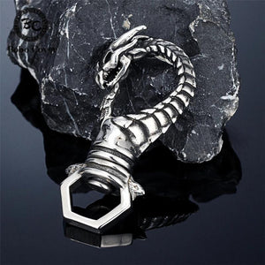 Nordic Dragon Keychain Stainless Steel Nidhogg Keyring