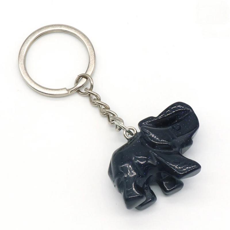 Natural Stone Elephant Keychain Pendant Opal Quartz Red Agate Car Keychain