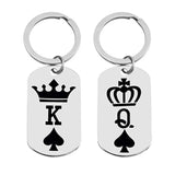 King Queen Spade Dog Tag Keychains Set