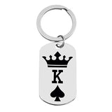King Queen Spade Dog Tag Keychains Set