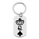 King Queen Spade Dog Tag Keychains Set
