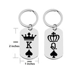 King Queen Spade Dog Tag Keychains Set