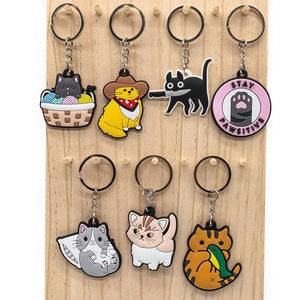 9PCS Keychain Animal Dogs Cats Keyring Children Birthday Gift Souvenir Car Key