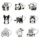 9PCS Keychain Animal Dogs Cats Keyring Children Birthday Gift Souvenir Car Key