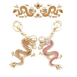 Dragon Keychain Holder Simulated Pearl Crystal Keyring Bag Charm K341D
