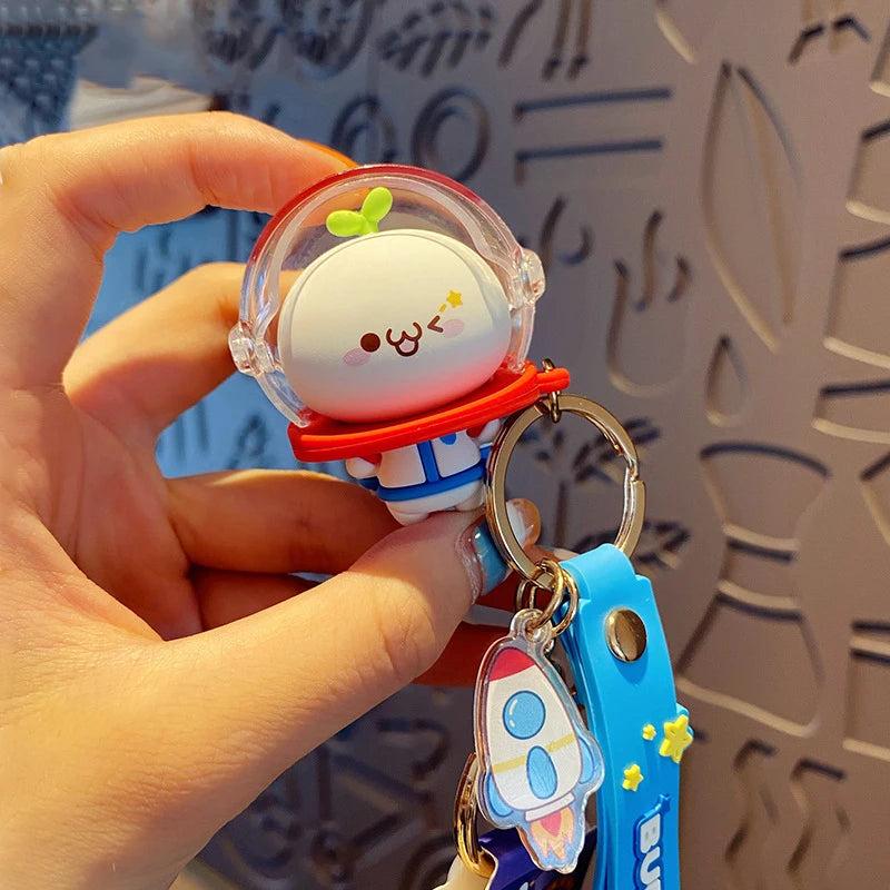 Long Grass Face Dumpling Doll Astronaut Keychain Cartoon Space Suit Pilot Keych
