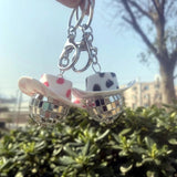 Pink Cowgirl CowBoy Hat Car Charm Rear View Mirror Hanging Disco Ball